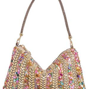 Women's Rhinestone Clutch Bag Sparkling Evening Handbag Polyester Compact